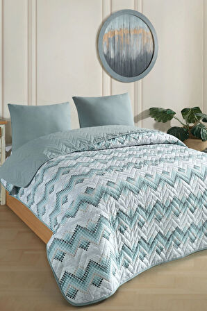 Tek Kişilik Desenli Kapitone Çift Taraflı Renkli Pike Yatak Örtüsü Takımı 160x230 cm (Çarşafsız)