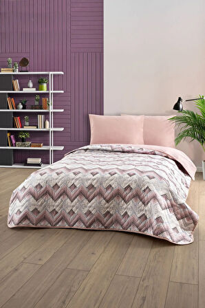 Çift Kişilik Desenli Kapitone Çift Taraflı Renkli Pike Yatak Örtüsü Takımı 200x230 cm (Çarşafsız)