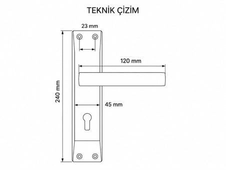 BSM Akbaş Grup Kare Aynalı WC Banyo Kapı Kolu Sağ Açılım Mat Siyah Alüminyum Kol Takımı