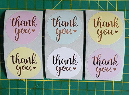 THANK YOU ETİKET STICKER - 3,8 CM ÖLÇÜSÜNDE 40 ADET - ALTIN YALDIZ BASKILI