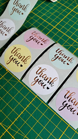 THANK YOU ETİKET STICKER - 3,8 CM ÖLÇÜSÜNDE 40 ADET - ALTIN YALDIZ BASKILI