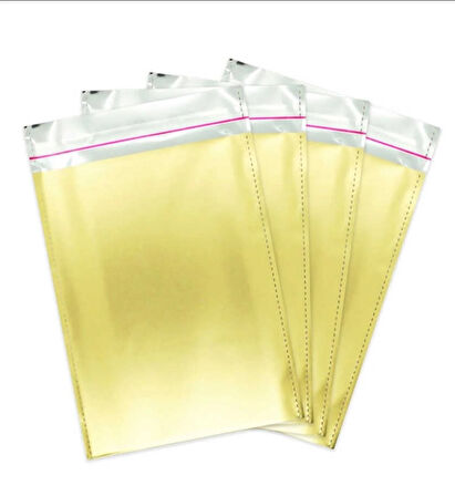 25X35 CM METALİZE HEDİYE PAKETİ - GOLD RENK - 20 ADET KENDİNDEN YAPIŞKANLI