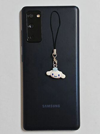 SANRIO ANİME CINNAMOROLL TELEFON ASKISI CHARM - TELEFON ÇANTA ANAHTARLIK SÜSÜ - SİYAH İPLİ