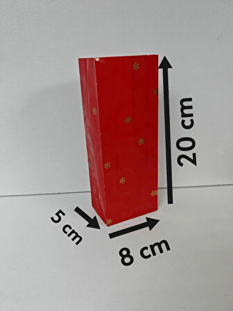 YILBAŞI TEMALI RENKLİ DESENLİ KESE KAĞIDI - HEDİYE POŞETİ - 8x20x5 CM - 10 ADET - Ç021