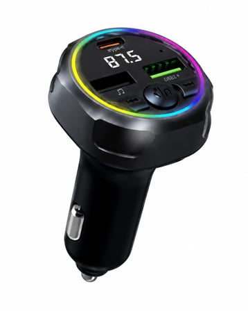 Rio Tech Araç FM Vericisi Bluetooth 5.0 Type-C QC3.0 Hızlı Şarj 48W Çift USB