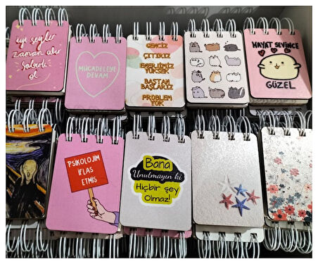 Notpa Ahşap Kapak 80 Yaprak Çizgili Defter 55X75Mm Spiralli - 2 adet