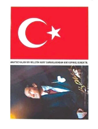 Türk Bayrağı Bayrak - Atatürk Yapışkanlı Çıkartma 12X17cm - 10 adet