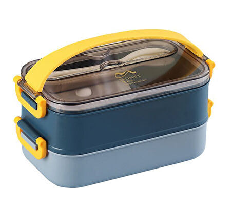 Lunchbox Çelik Beslenme Kabı 2 Kat 1200 Ml Yemek Kabı Sarı