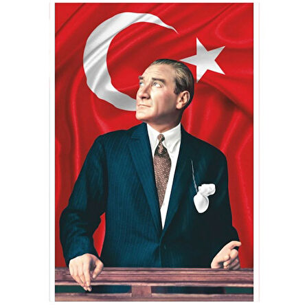 İnter Atatürklü Bayrak 150X225cm Atatürk Resimli Türk Bayrağı