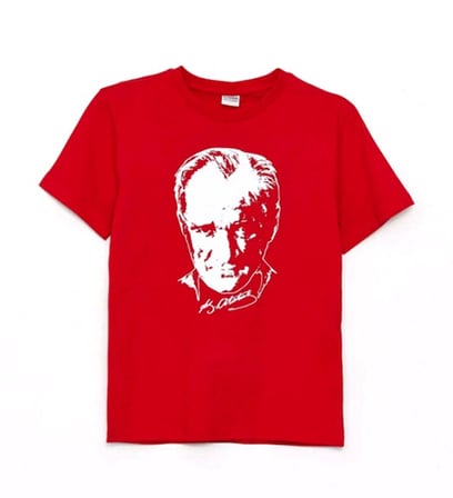 Atatürk Baskılı Kısa Kollu Bisiklet Yaka Çocuk Tişört 4-8 Yaş - 3 adet