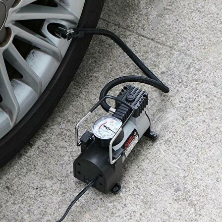 Oto Lastik Hava Kompresörü Metal Gövde, Çakmaklıklı, 12V 150 Psi