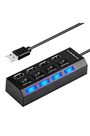 4 Port Usb Hub 2.0 Çoklayıcı Anahtarlı Işıklı Çoğaltıcı Switch