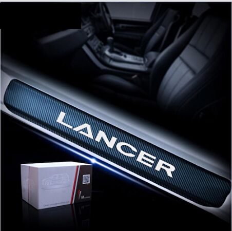 Mitsubishi Lancer Carbon Fiber Kapı Eşiği Yazısı Sticker 4Adet