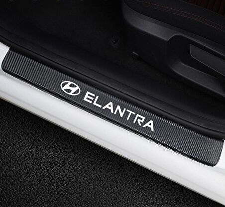 Hyundai Elentra Carbon Fiber Kapı Eşiği Yazısı Sticker 4Adet
