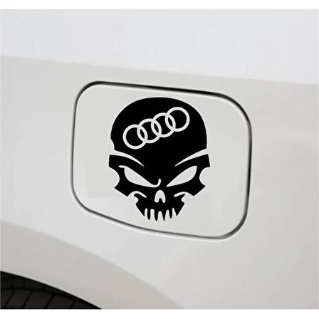 Araba Depo Kapağı Sticker Audi Kuru Kafa Oto Sticker 2 Adet 13CM