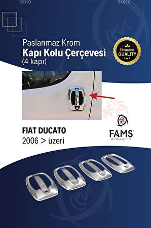 Fiat Ducato Krom Kapı Kolu Çerçeve 4 Kapı 8 Parça 2006 Ve Üzeri Paslanmaz Çelik