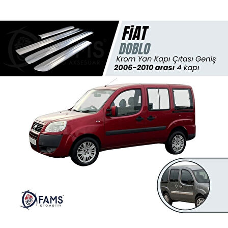 Fiat Doblo Krom Yan Kapı Çıtası Geniş 4 Kapı 2006-2010 P. Çelik