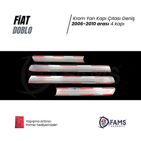 Fiat Doblo Krom Yan Kapı Çıtası Geniş 4 Kapı 2006-2010 P. Çelik