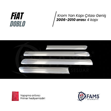 Fiat Doblo Krom Yan Kapı Çıtası Geniş 4 Kapı 2006-2010 P. Çelik