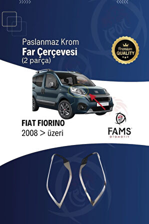 Fiat Fiorino Uyumlu Krom Far Çerçevesi 2 Parça 2008 Ve Üzeri Paslanmaz Çelik