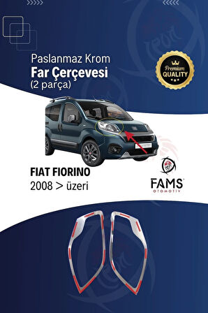 Fiat Fiorino Uyumlu Krom Far Çerçevesi 2 Parça 2008 Ve Üzeri Paslanmaz Çelik