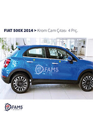 Fiat 500x Krom Cam Çıtası 4 Parça 2014 Ve Üzeri Paslanmaz Çelik