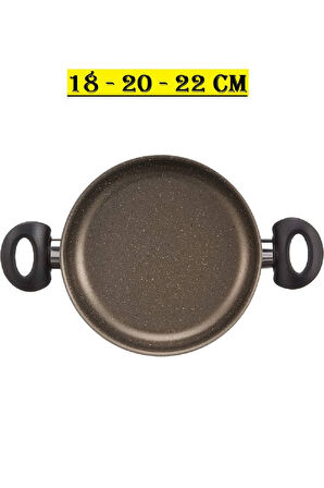 Kuvars 3'lü Sahan Set 18 - 20 - 22 Cm