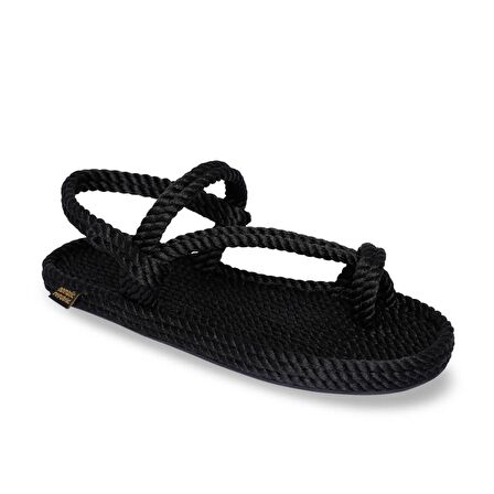 Kadın HOW.0020.K.T Nomadic Hawaii Kauçuk Tabanlı Halat Sandalet Siyah