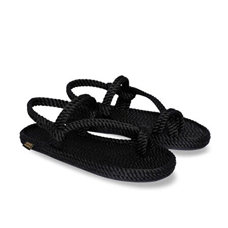 Kadın HOW.0020.K.T Nomadic Hawaii Kauçuk Tabanlı Halat Sandalet Siyah