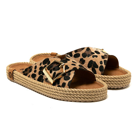 CAS12-LEO Bohonomad Casablanca Kadın Terlik Leopar