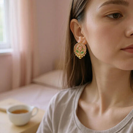 Çiçek Tasarımlı Küpe