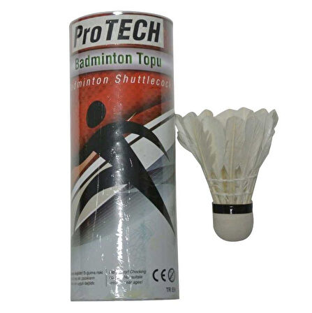 Protech Silindir Kutuda Kaz Tüyü 4'lü Beyaz Badminton Topu