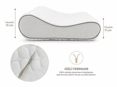 kolajen güzellik yastığı, medikal çift taraflı ortopedik visco yastık 51x41x13-11cm 1350gr