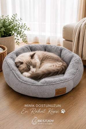 Best Joy Angela Ultra Yumuşak, Kaydırmaz Tabanlı, Silikon Elyaf Dolgulu, Yıkanabilir Kedi&köpek Yatağı