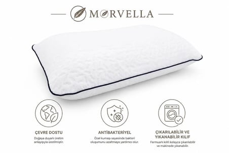 Morvella Luna Serisi Spagetti Visco Ortopedik Lacivert Biyeli Yastık 60x40 cm 1200 gr