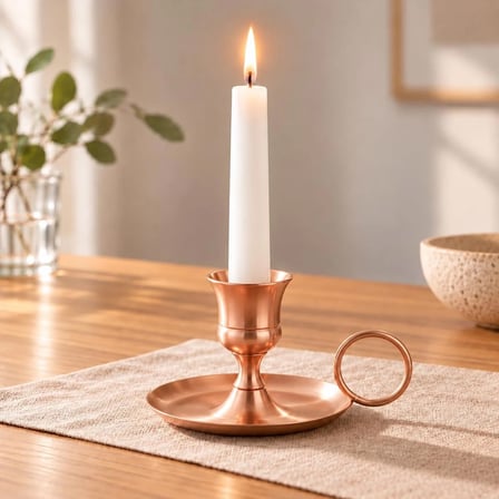 lema home Dekoratif Metal Vintage Masa Üstü El Şamdanı / Modern Minimal Mumluk 10X5,50 cm