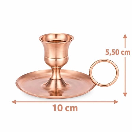 lema home Dekoratif Metal Vintage Masa Üstü El Şamdanı / Modern Minimal Mumluk 10X5,50 cm