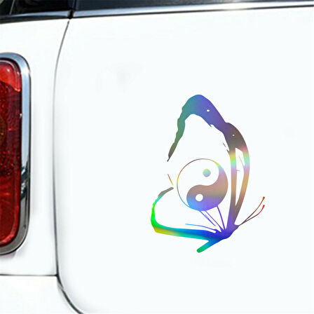Kelebek Yin Yang Taiji Çıkartması Araba Sticker 15cm