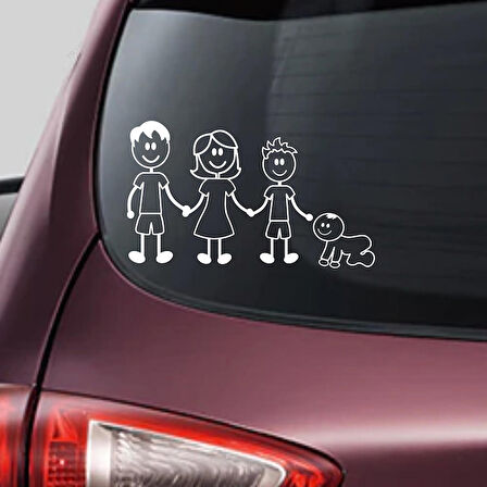 Aile Sticker Anne Baba ve Erkek Çocuk ve erkek bebek  Yapıştırma
