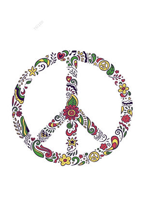 Çiçekli Peace Özgürlük Simge Logo Sticker