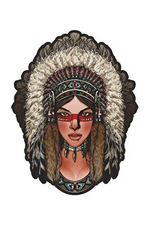 Kızılderili Kadın Sticker 14cm