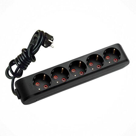 Viko Topraklı Beşli Priz 2mt Siyah