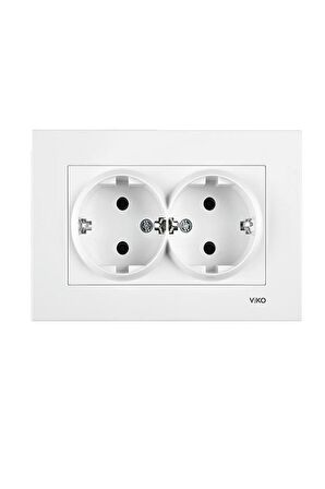 Viko Karre Beyaz 2 Li Topraklı Priz Çerçevesi