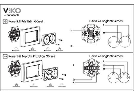 Viko Karre Beyaz 2 Li Topraklı Priz Çerçevesi