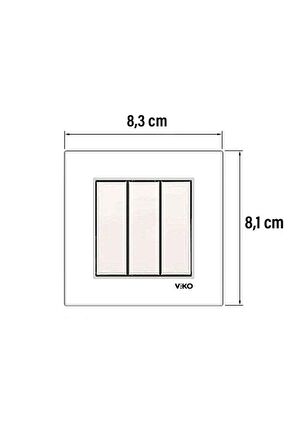 Viko Karre Krem 3'Lü Anahtar - Çerçeveli