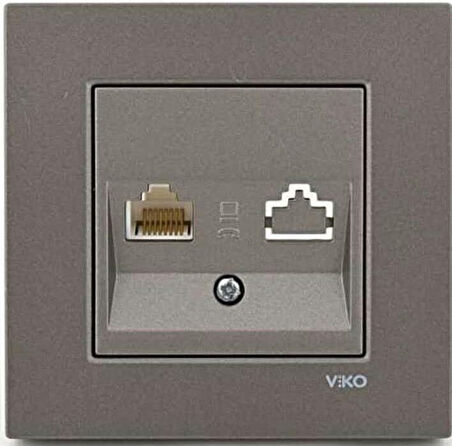 Viko Artline Novella Antrasit Tekli Nümeris Cat-3 Telefon Prizi ÇERÇEVELİ