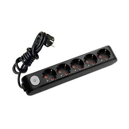 VİKO Multi-Let 5li Anahtarlı Topraklı Çocuk Korumalı 3 Metre Priz (Siyah)