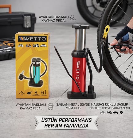 Bisiklet - Motosiklet - Otomobil Hava Ayak Pompası Dışı Metal Karışık Renk