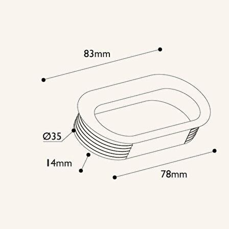 Gürçay Gömme Kulp Oval Parlak Krom (2 Adet)