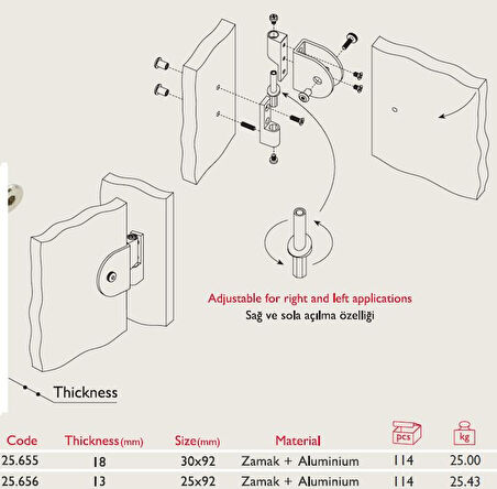 Kabin Menteşesi 18mm 25.655